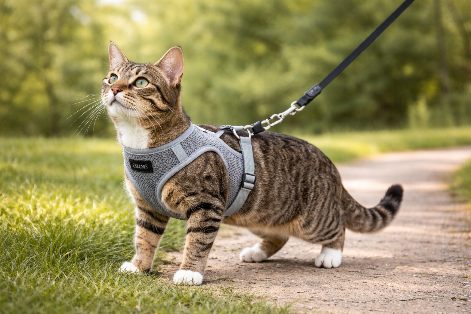 Kat in transportbox en tuigje, wandelen en transport voor katten bij Bopets