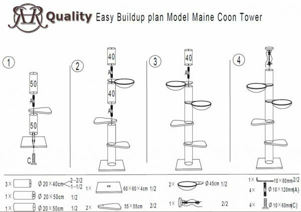 Krabpaal Maine Coon Tower Blackline Dark Grey