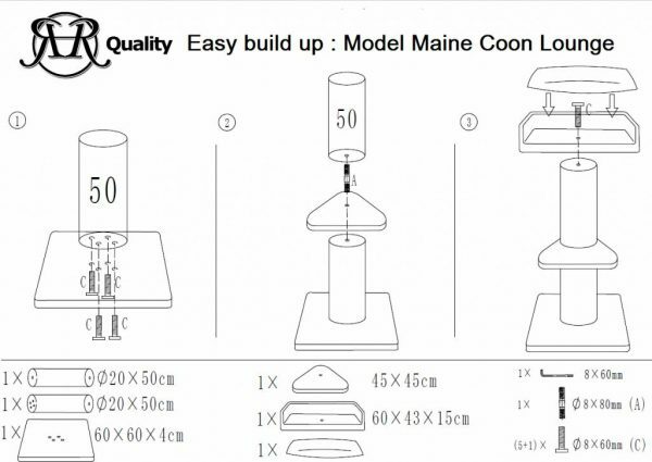 Krabpaal Maine Coon Tower PLUS Blackline Light Grey