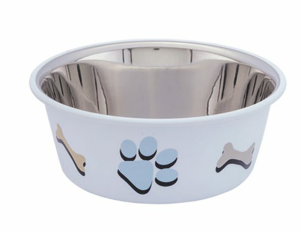 Eetbak inox antislip Cutie Paws wit 14,5cm 0,90L