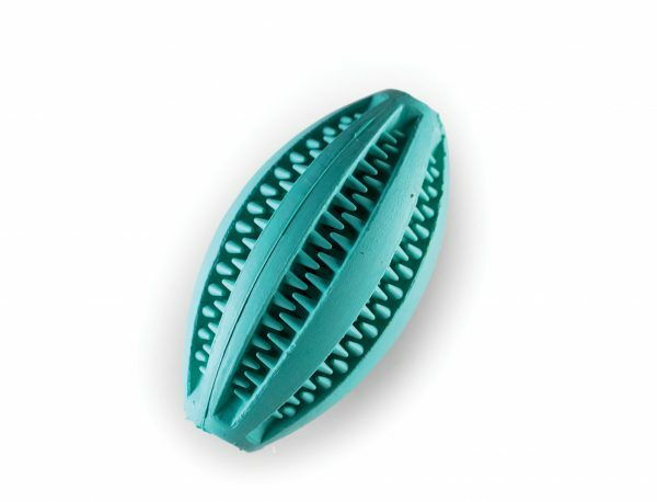 Speelgoed hond rubber Dental fun rugby munt 11cm