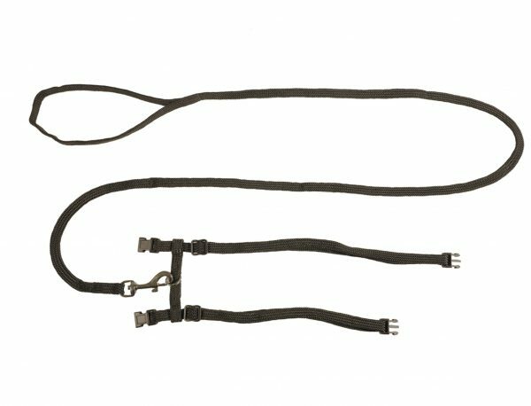 Harnas + leiband classic kat nylon zwart