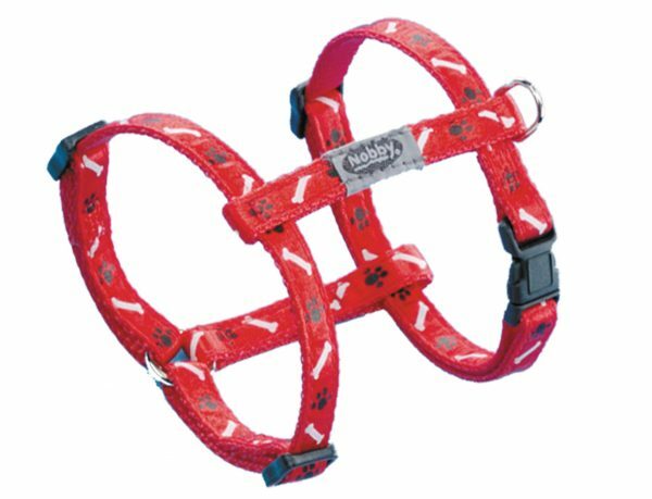 Harnas hond nylon Poot & Been rood 10mmx20-35cm