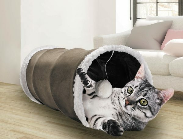 Tunnel kat pluche ritsel bruin 50cm