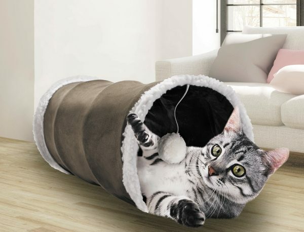 Tunnel kat pluche ritsel bruin 50cm