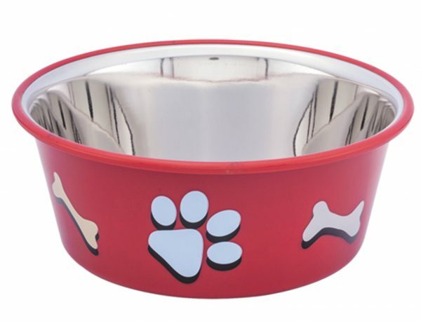 Eetbak inox antislip Cutie Paws rood 19,5cm 1,90L