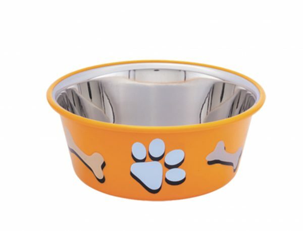 Eetbak inox antislip Cutie Paws oranje 11,5cm 0,4L