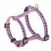 Harnas hond nylon Schotse Ruit paars 10mmx20-35cm