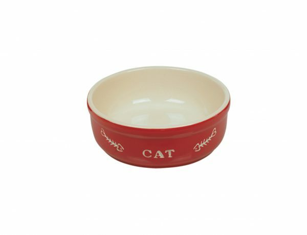 Eetpot kat aardewerk "cat" rood Ø14cm