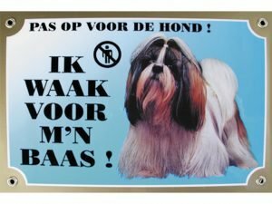Waakbord gelamineerd Shih Tzu blauw NL