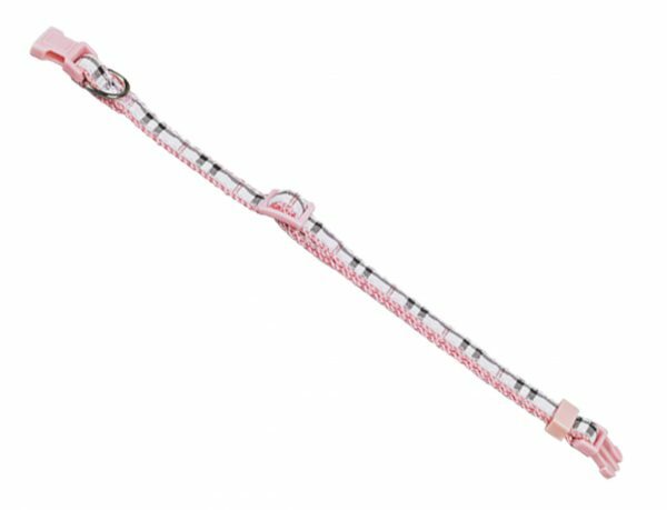 Halsband hond nylon Schotse Ruit roze 10mmx13-20cm