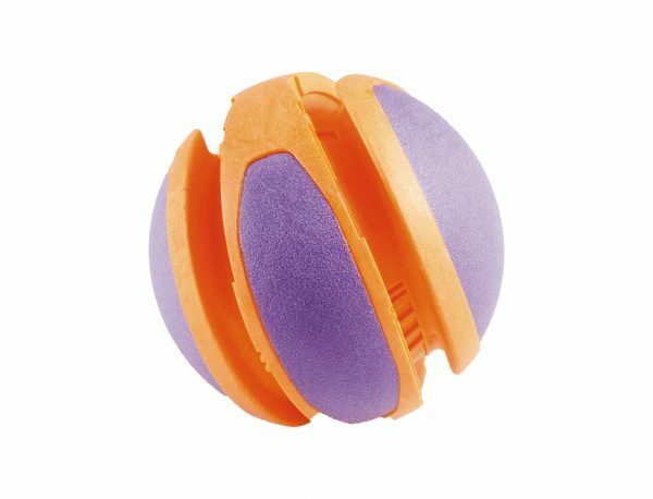 Speelgoed hond TPR bal oranje-paars 14cm