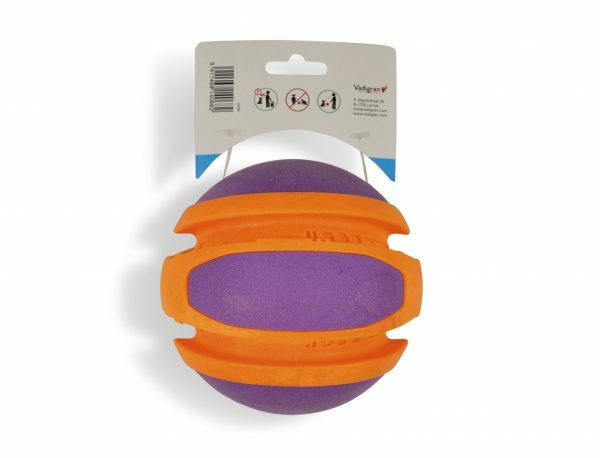 Speelgoed hond TPR bal oranje-paars 14cm