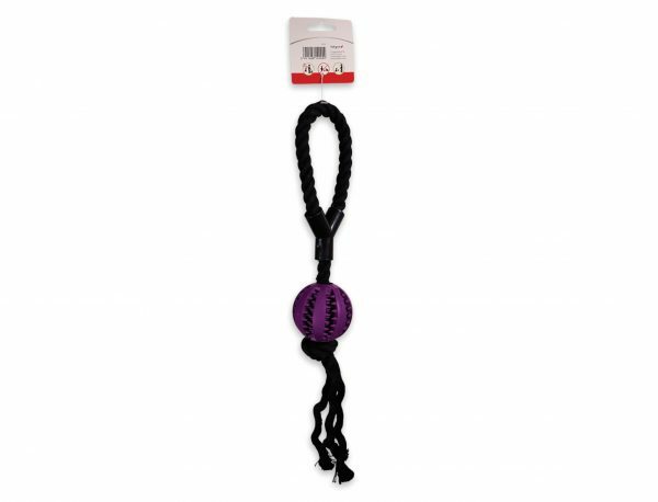 Speelgoed hond rubber dental bal touw paars 40cm