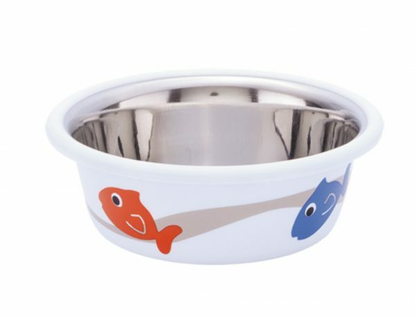 Eetbak inox antislip Cutie Fish wit 9,5cm 0,25L
