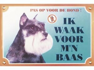 Waakbord gelamineerd Schnauzer blauw NL