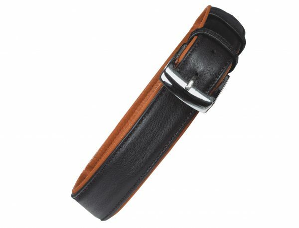 Halsband chara Leder zwart/cognac 60cmx30mm