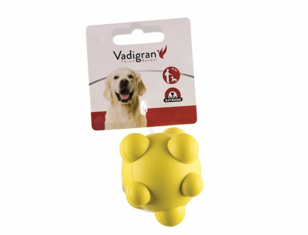 Speelgoed hond rubber bal met noppen geel Ø7cm