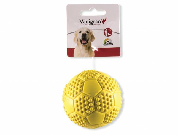 Speelgoed hond rubber voetbal geel Ø7cm