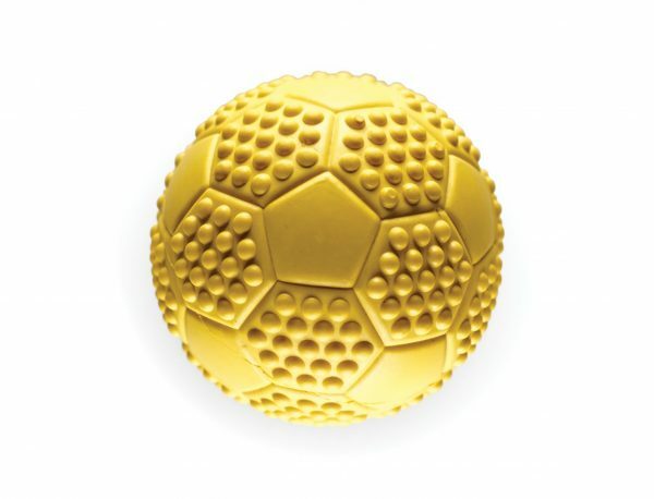 Speelgoed hond rubber voetbal geel Ø7cm