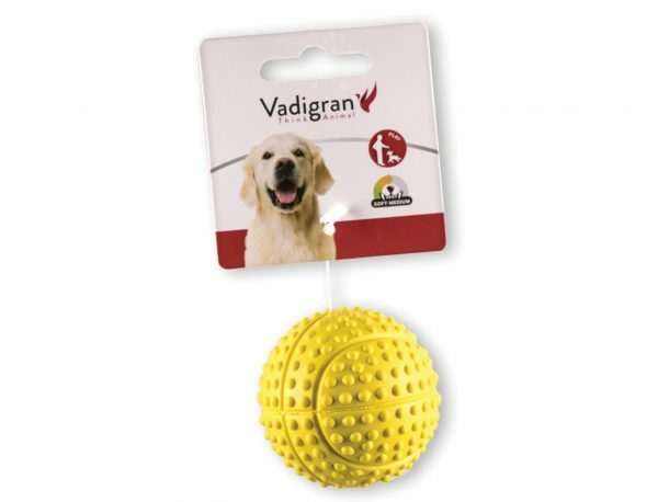 Speelgoed hond rubber basketbal geel Ø5,5cm