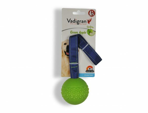 Speelgoed hond TPR bal met touw Green Apple 6,3cm