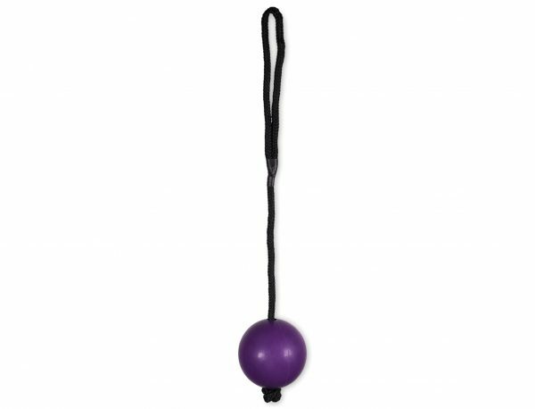 Speelgoed hond rubber bal met touw paars Ø6cm