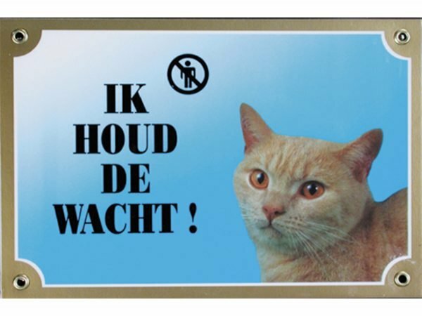 Waakbord gelamineerd kat blauw NL