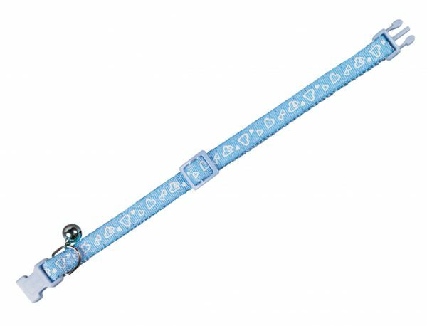 Halsband kat Hart blauw 10 mm x 20-30 cm