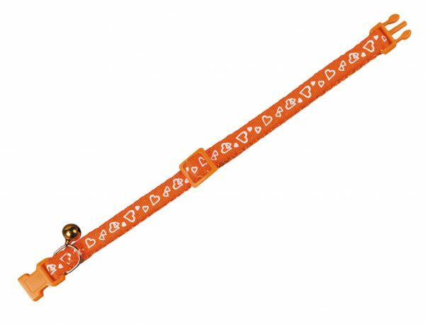 Halsband kat Hart oranje 10 mm x 20-30 cm
