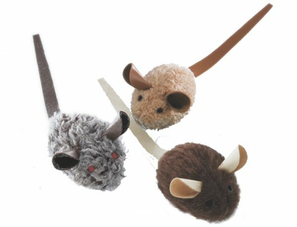 Pluche muis + leder staart ass. 6cm (3)