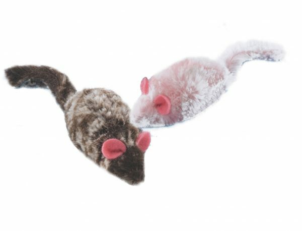 Pluche muis roze oren+ratel ass. 27cm (2)