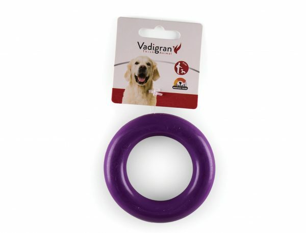 Speelgoed hond rubber ring paars Ø9cm