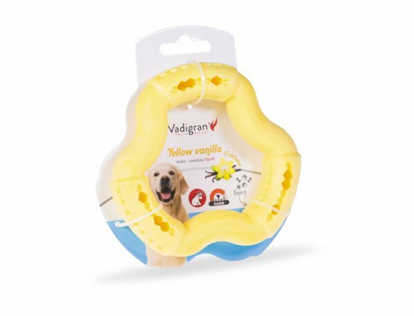 Speelgoed hond TPR ring Yellow Vanilla 12cm