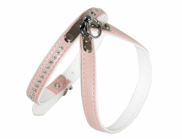 Harnas kunstleder Crystal roze 35cm