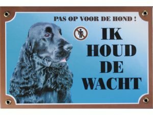 Waakbord gelamineerd cockerspaniël zwart blauw NL