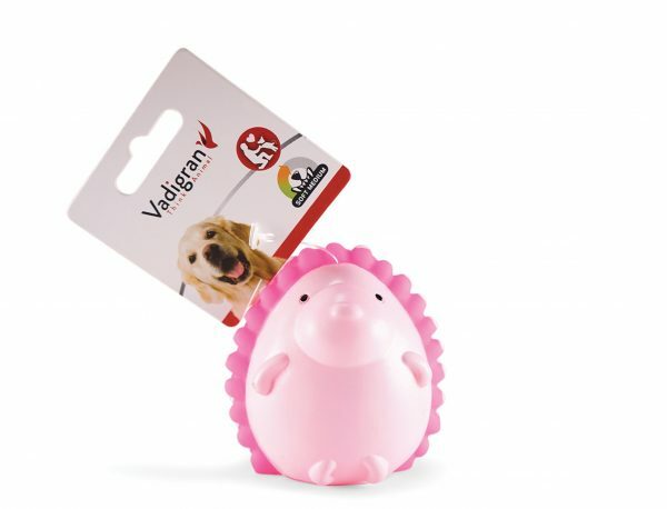 Speelgoed hond vinyl pieper egel roze 9cm