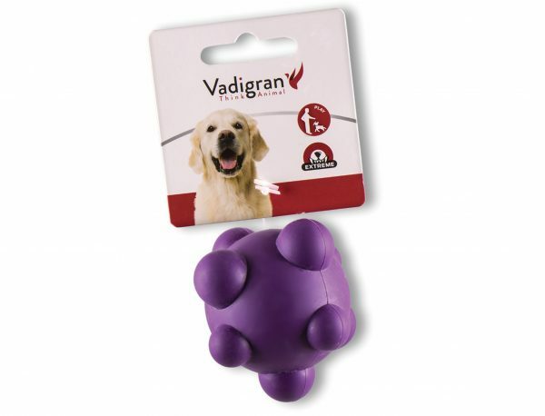 Speelgoed hond rubber bal met noppen paars Ø7cm