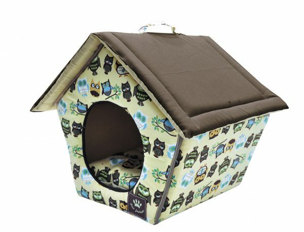 Huisje Owl beige/bruin 51x44x40cm