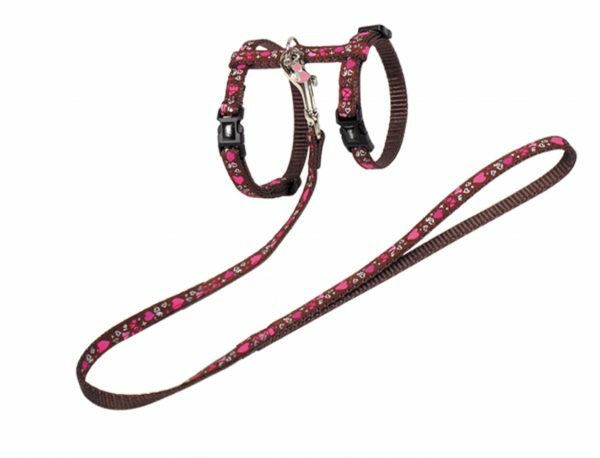 Harnas & leiband kat Love 30-35cm+120cmroze