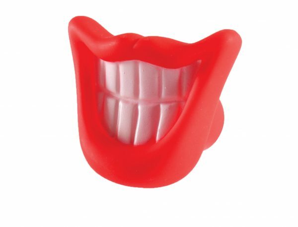 Speelgoed hond vinyl pieper mond rood 9cm