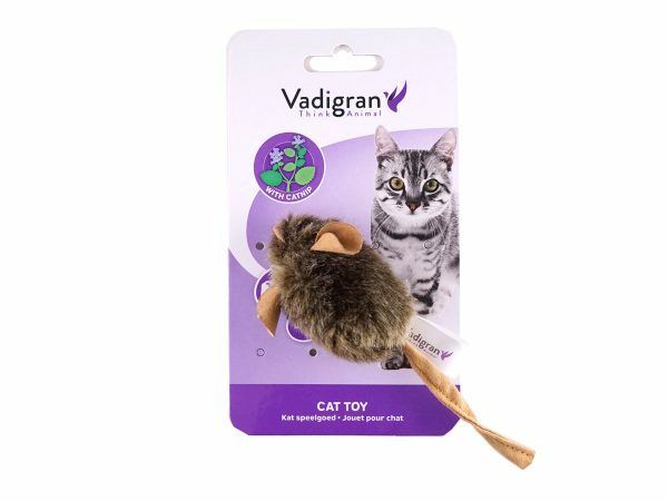 Speelgoed kat pluche piepende muis 15cm