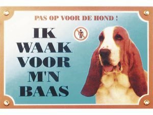 Waakbord gelamineerd Basset Hound blauw NL