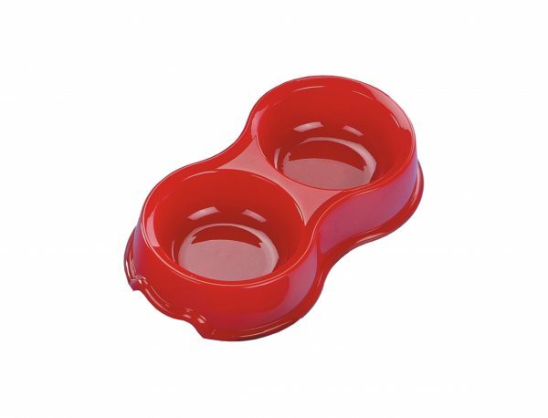 Eetpot dubbel antislip plastic rood 2x325ml