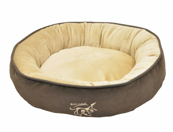 Hondenmand rond Softsilk bruin/beige Ø90cmx13cm
