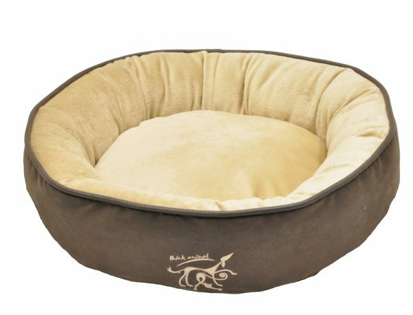 Hondenmand rond Softsilk bruin/beige Ø70cmx13cm