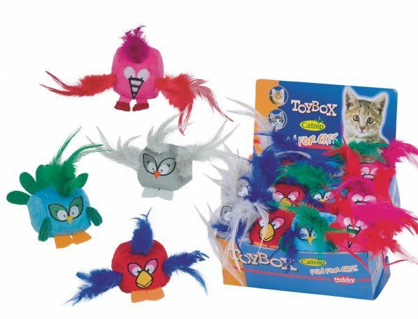DIS12 Speelgoed kat pluche vogel Girly Ass.6cm
