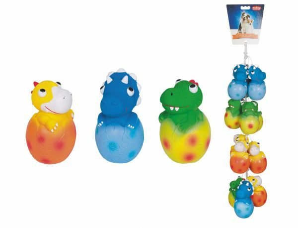 STRIP12 Speelgoed hond latex dino Ass.11cm