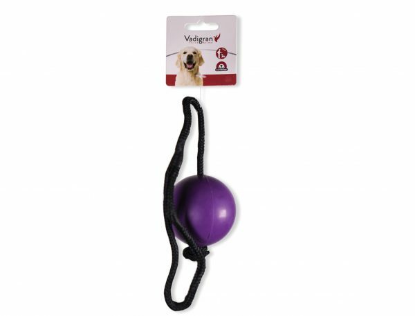 Speelgoed hond rubber bal met touw paars Ø7cm