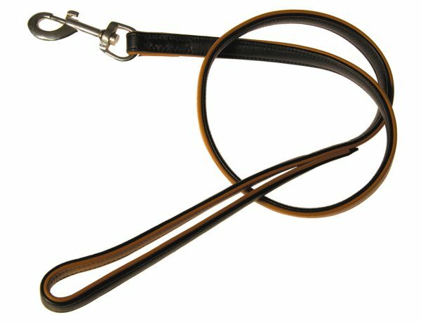 Leiband chara Leder zwart/cognac 100cmx18mm